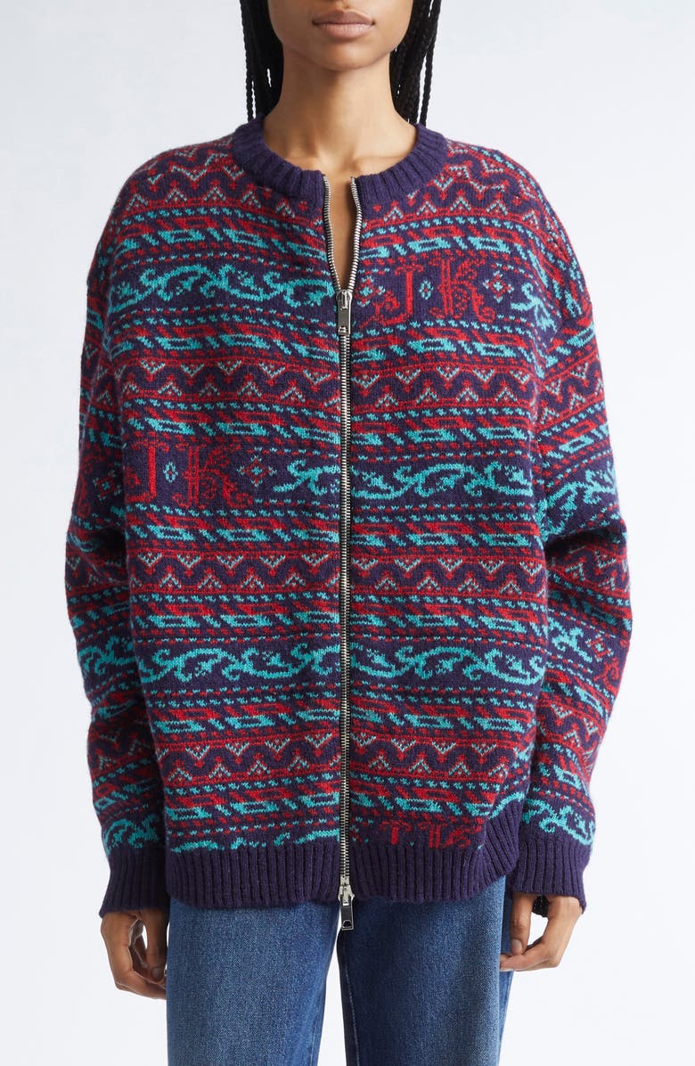 JULIE KEGELS Kair Fair Isle Wool Sweater, Alternate, color, Navy