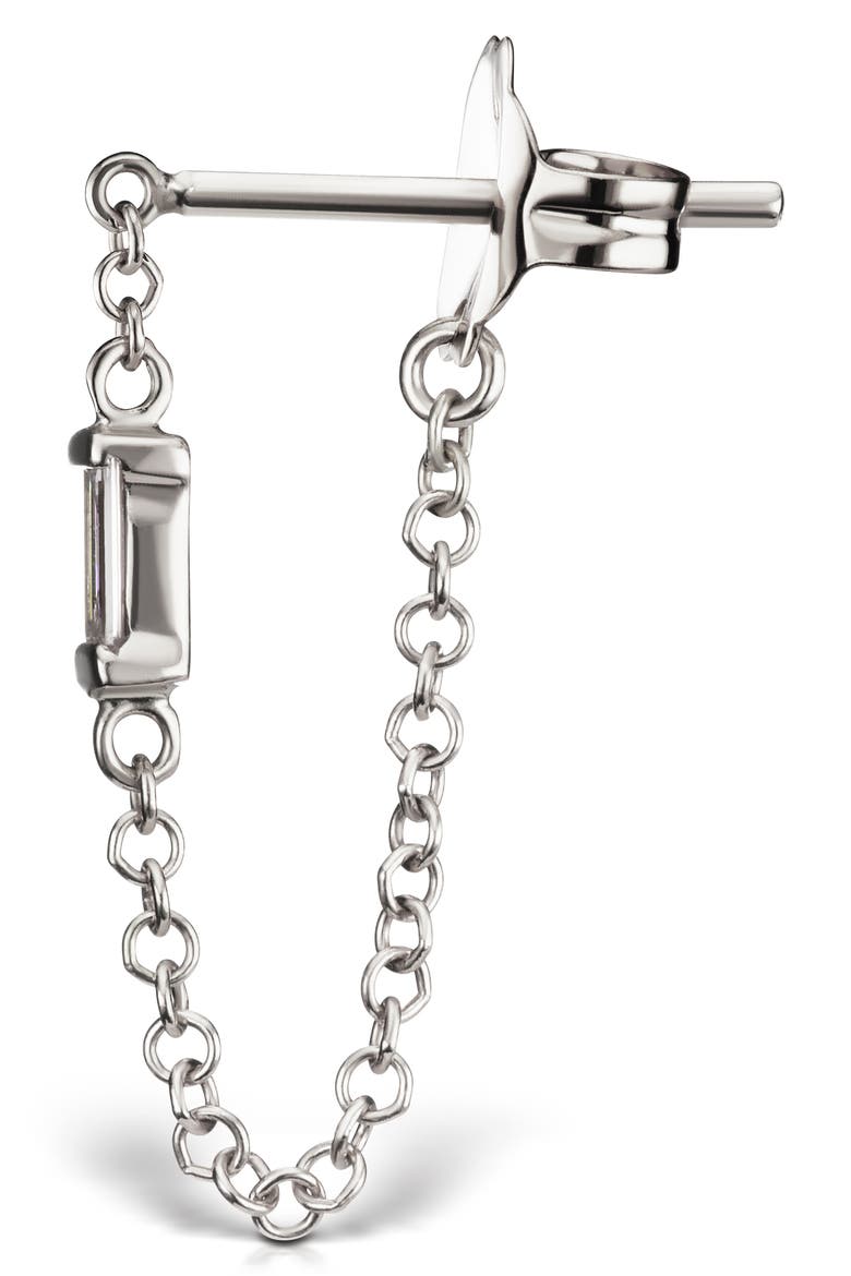 Baguette Diamond Single Chain Wrap Drop Earring, Alternate, color, 18K WHITE GOLD/ DIAMOND