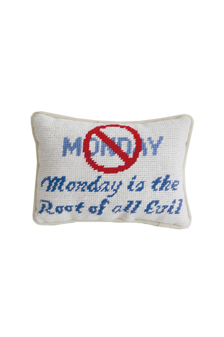 The Root Needlepoint Mini Accent Pillow, Main, color, White
