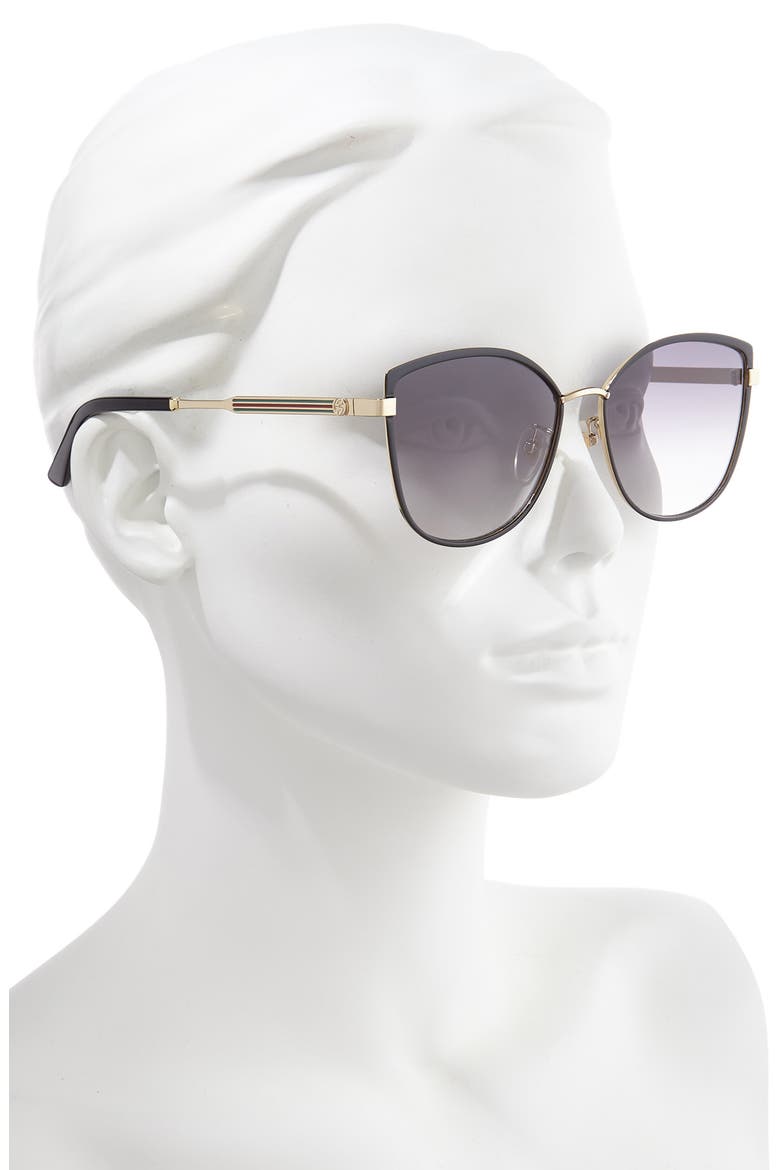 57mm Gradient Cat Eye Sunglasses, Alternate, color, BLACK/ GREY GRADIENT
