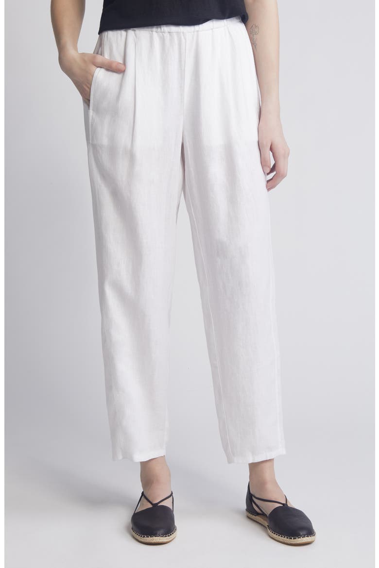 Pleated Organic Linen Lantern Pants, Main, color, WHITE