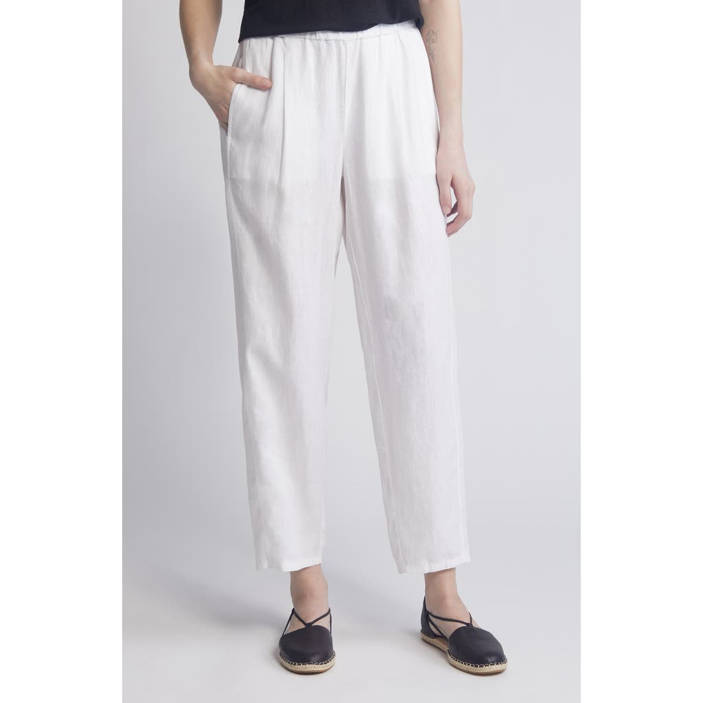 Eileen Fisher Pleated Organic Linen Lantern Pants in White at Nordstrom, Size X-Large