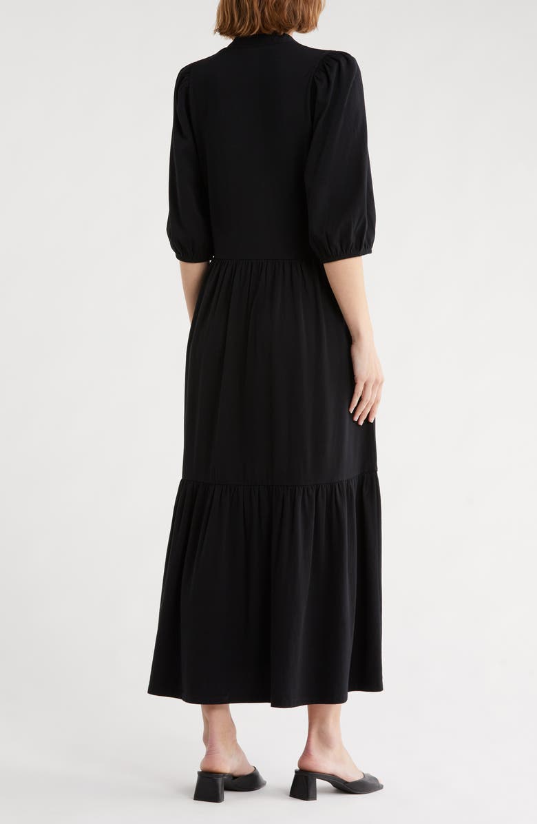 Caslon<sup>®</sup> Three-Quarter Sleeve Knit Midi Dress, Alternate, color, Black
