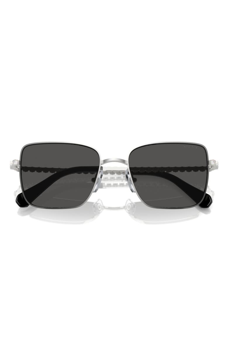 Swarovski Matric 56mm Round Sunglasses, Alternate, color, Silver