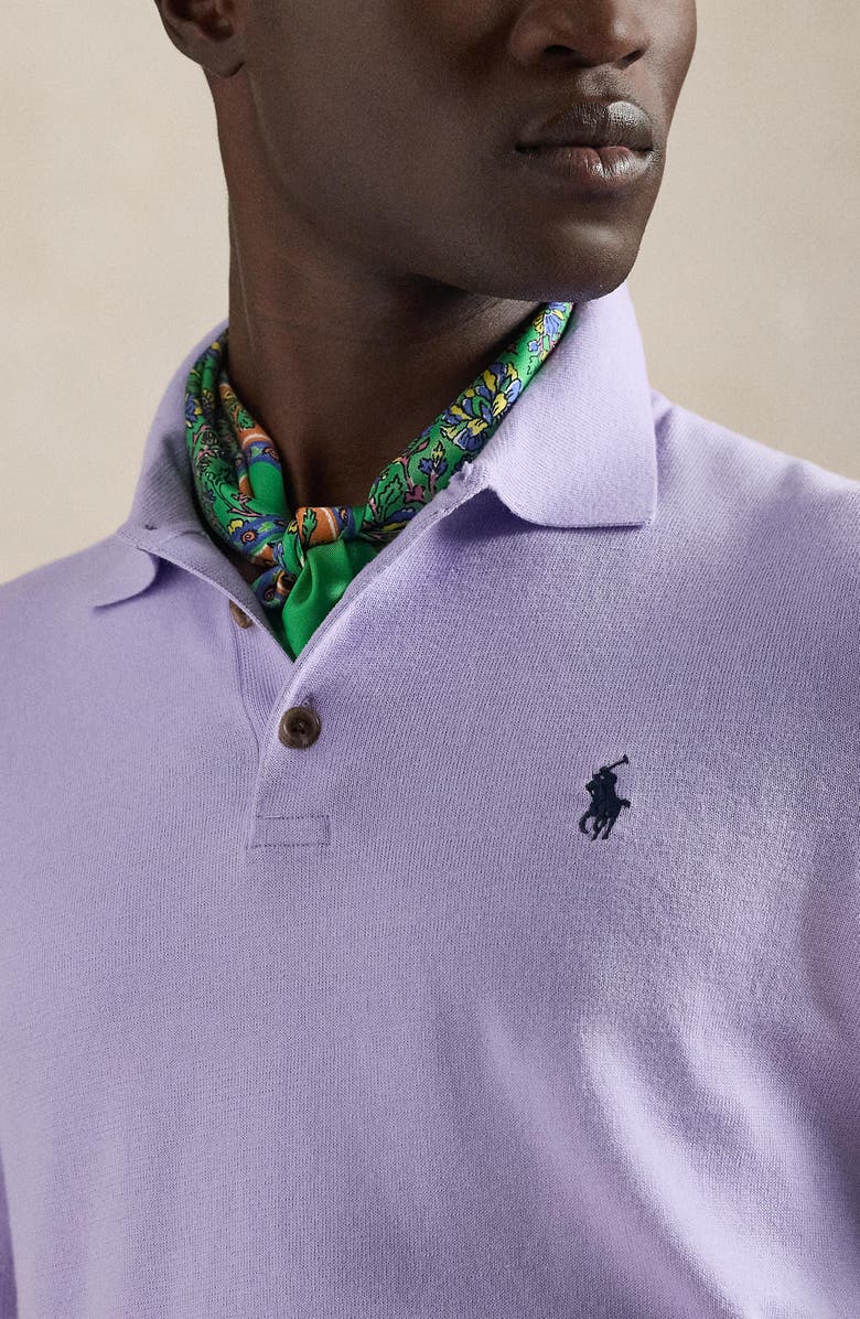 Polo Ralph Lauren Short Sleeve Cotton Polo Sweater, Alternate, color, Powder Purple
