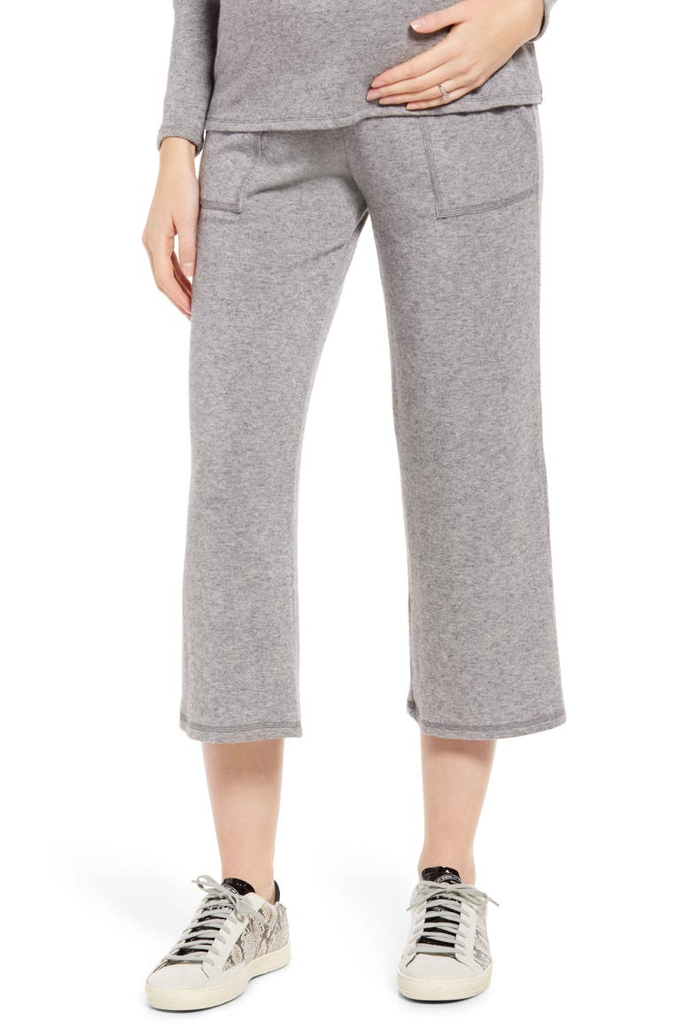 Wide Leg Crop Maternity Pants, Main, color, HEATHER CHARCOAL
