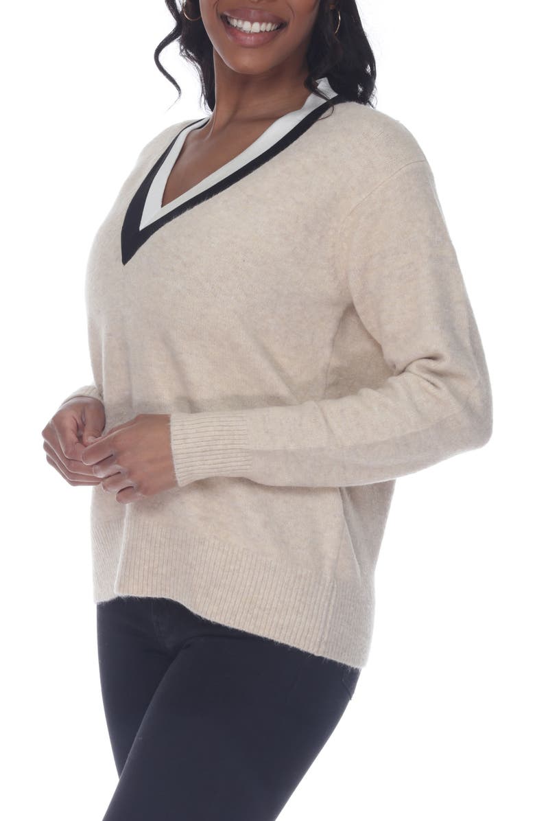 RAIN AND ROSE V-Neck Varsity Sweater, Alternate, color, 