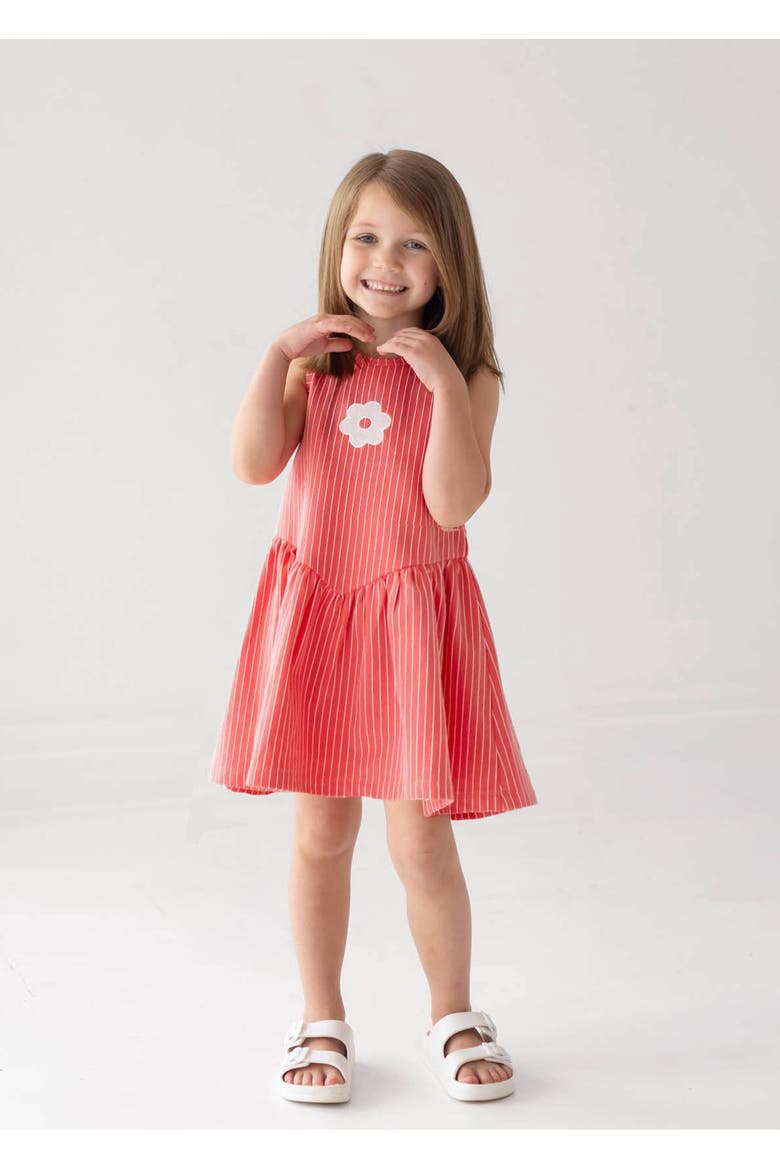 Striped Blossom Sleeveless Dress, Alternate, color, Red
