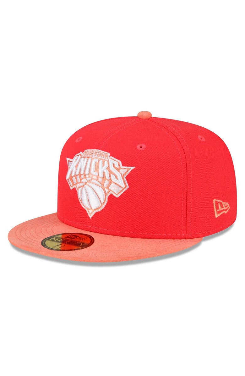 New Era Men's New Era Red/Peach New York Knicks Tonal 59FIFTY Fitted Hat, Main, color, 