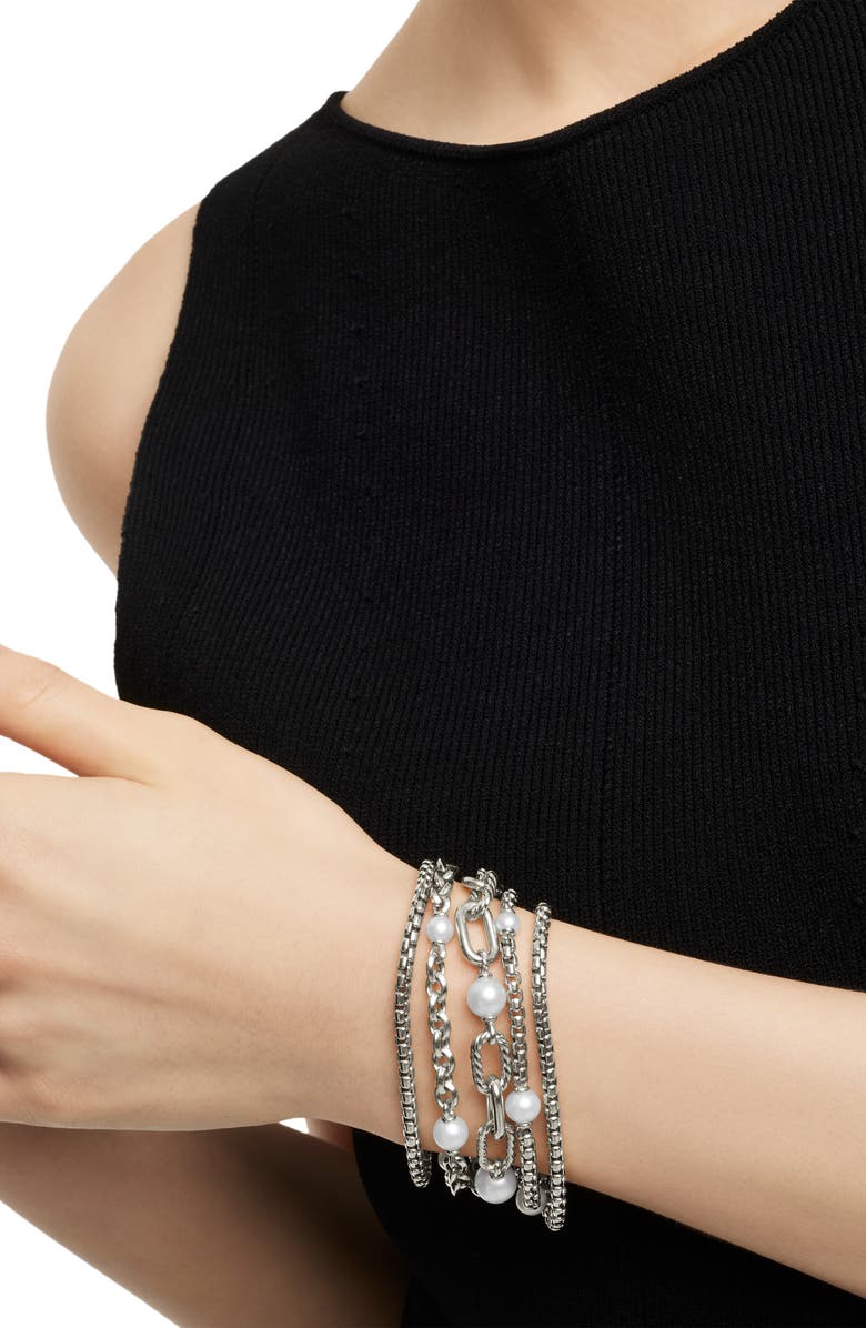 David Yurman DY Madison<sup>®</sup> Pearl Multi Row Chain Bracelet in Sterling Silver with Pearls, 25.7mm, Alternate, color,