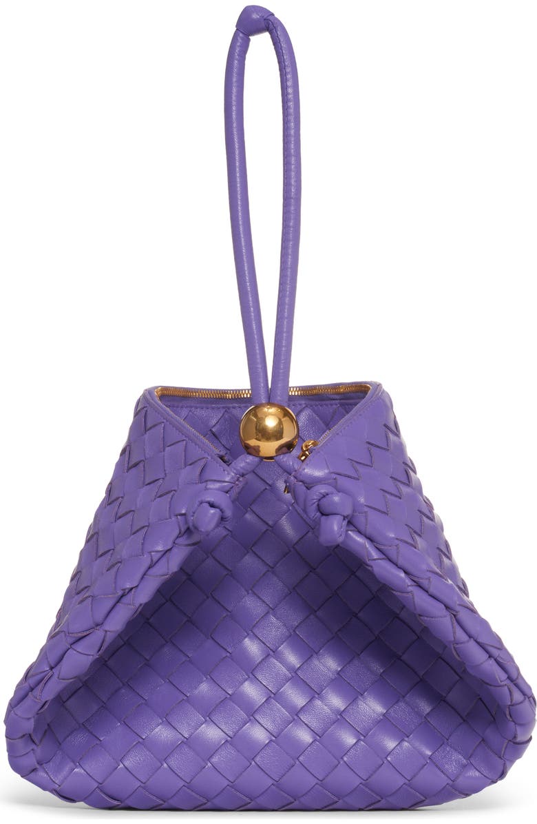 Bottega Veneta Medium Half Moon Woven Top Handle Bag, Main, color, Purple-Gold