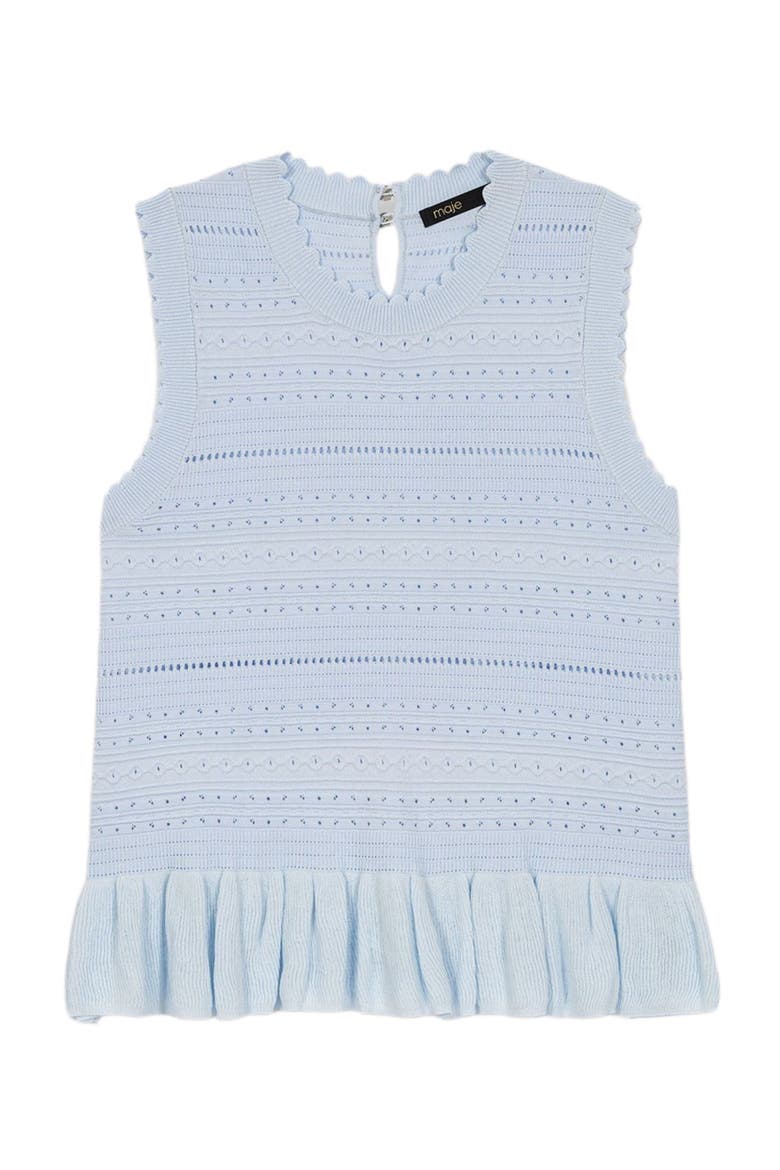Ruffled knit top, Alternate, color, Blue sky