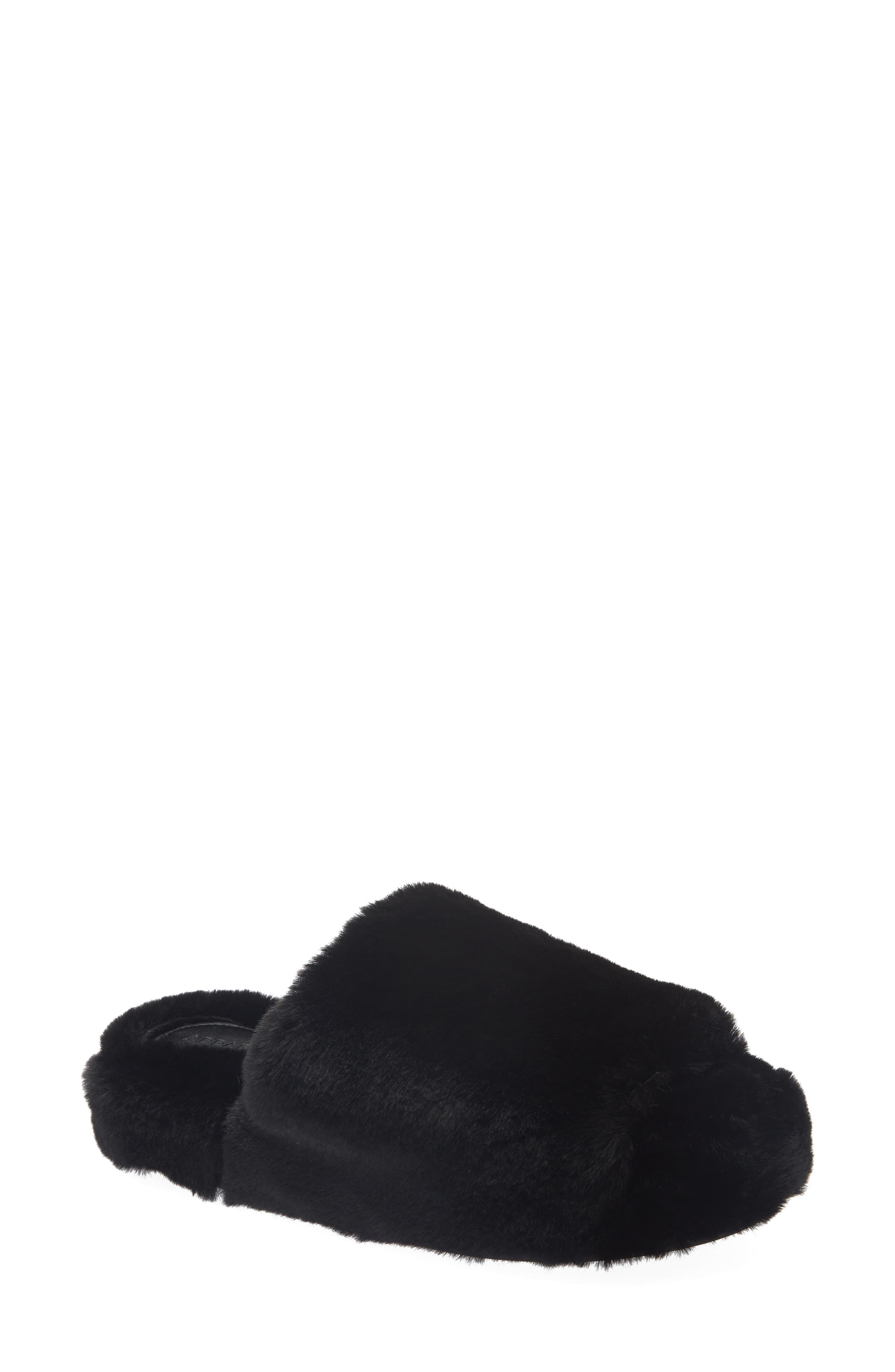 Dillon Faux Fur Slipper, Main, color, NOIR
