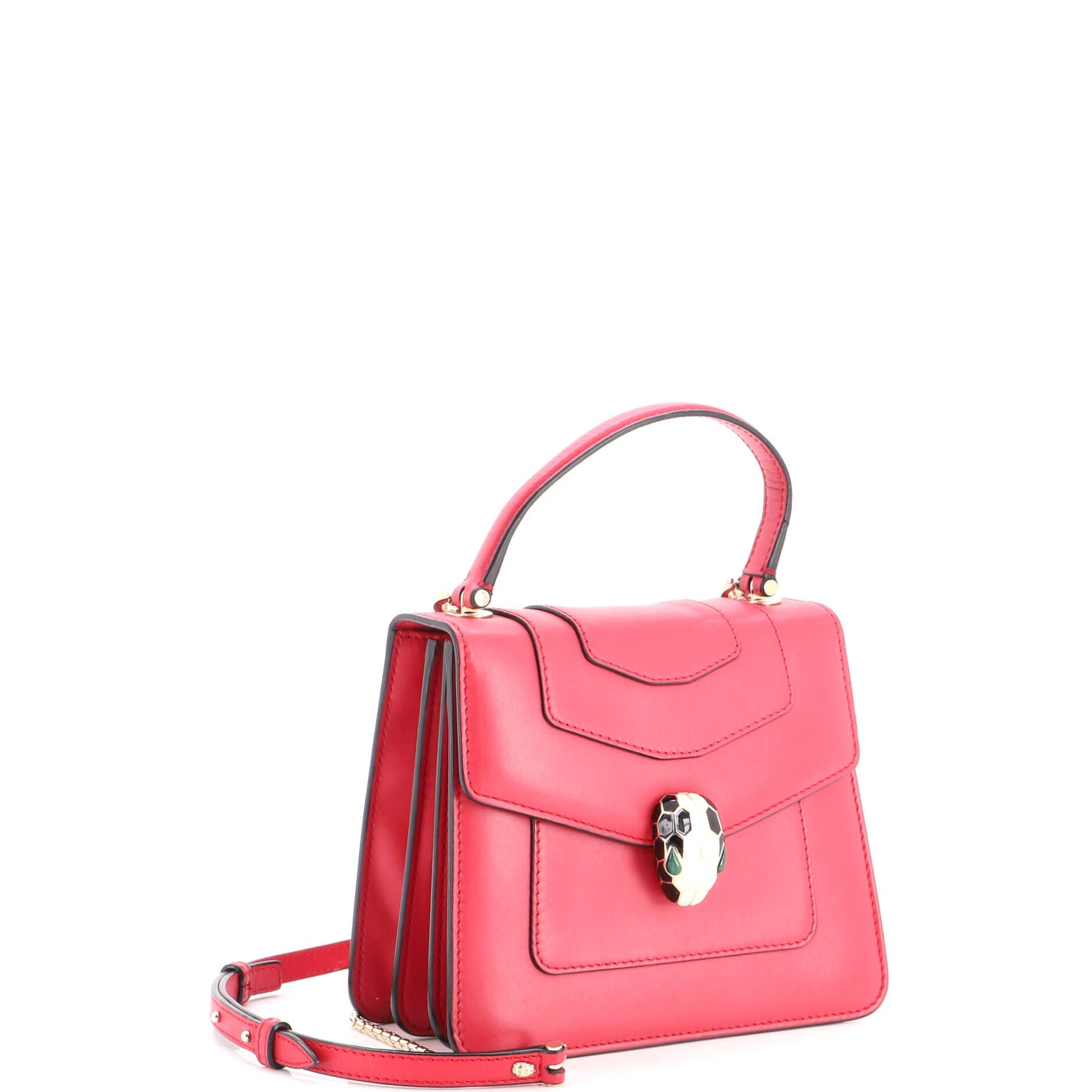 Serpenti Forever Top Handle Bag Leather Small, Alternate, color, Pink