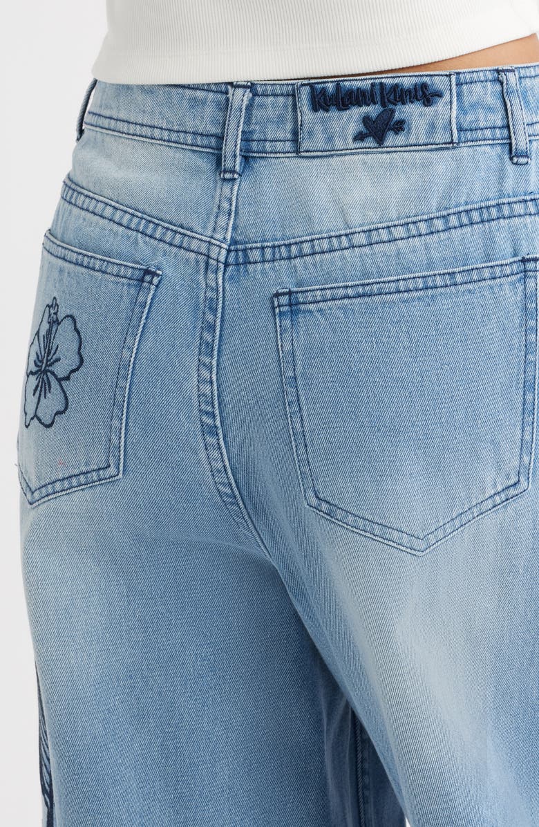 Kulani Kinis Floral Embroidered Wide Leg Jeans, Alternate, color, Sundrunk