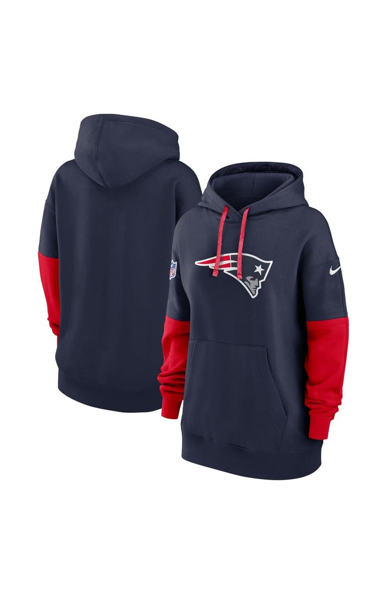 Nike Women's Nike Navy New England Patriots 2024 Sideline Essential Fleece Pullover Hoodie, Main, color, Navy