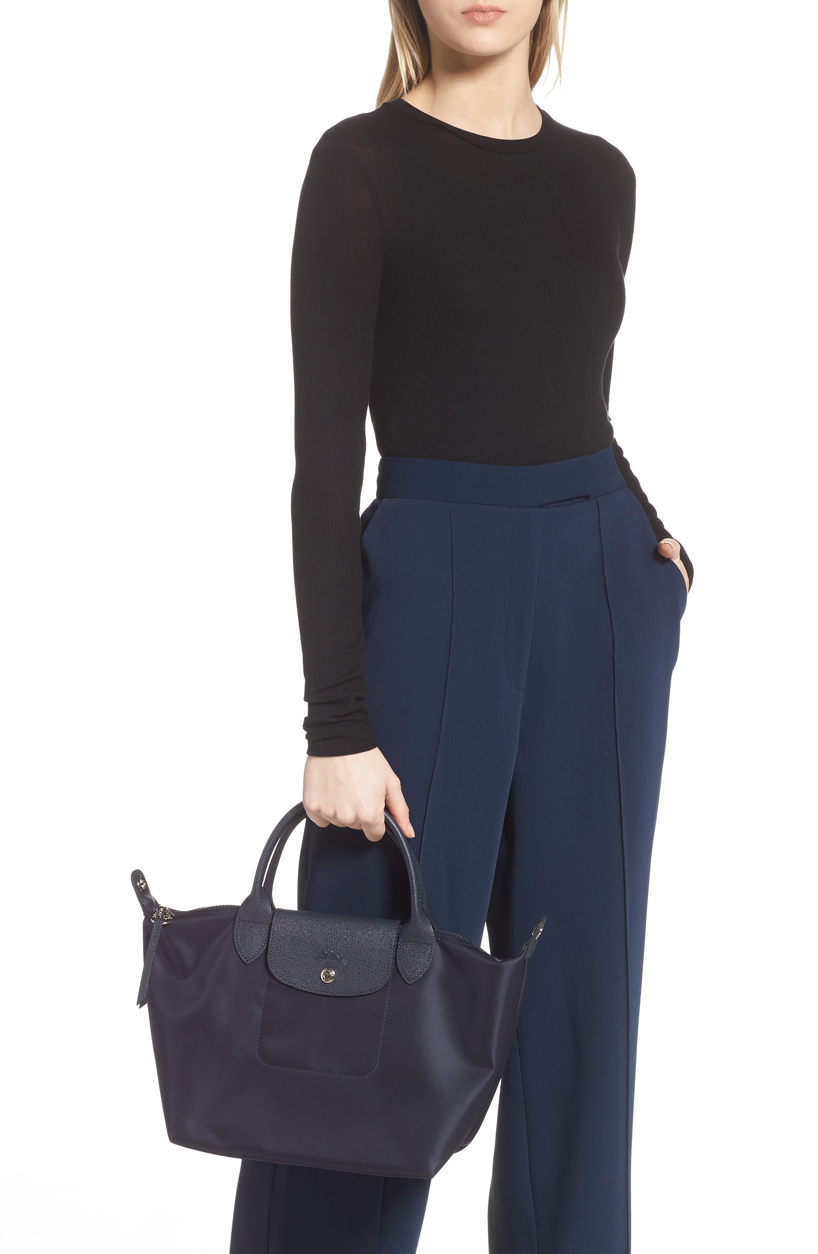 Small Le Pliage Néo Nylon Tote, Alternate, color, NAVY