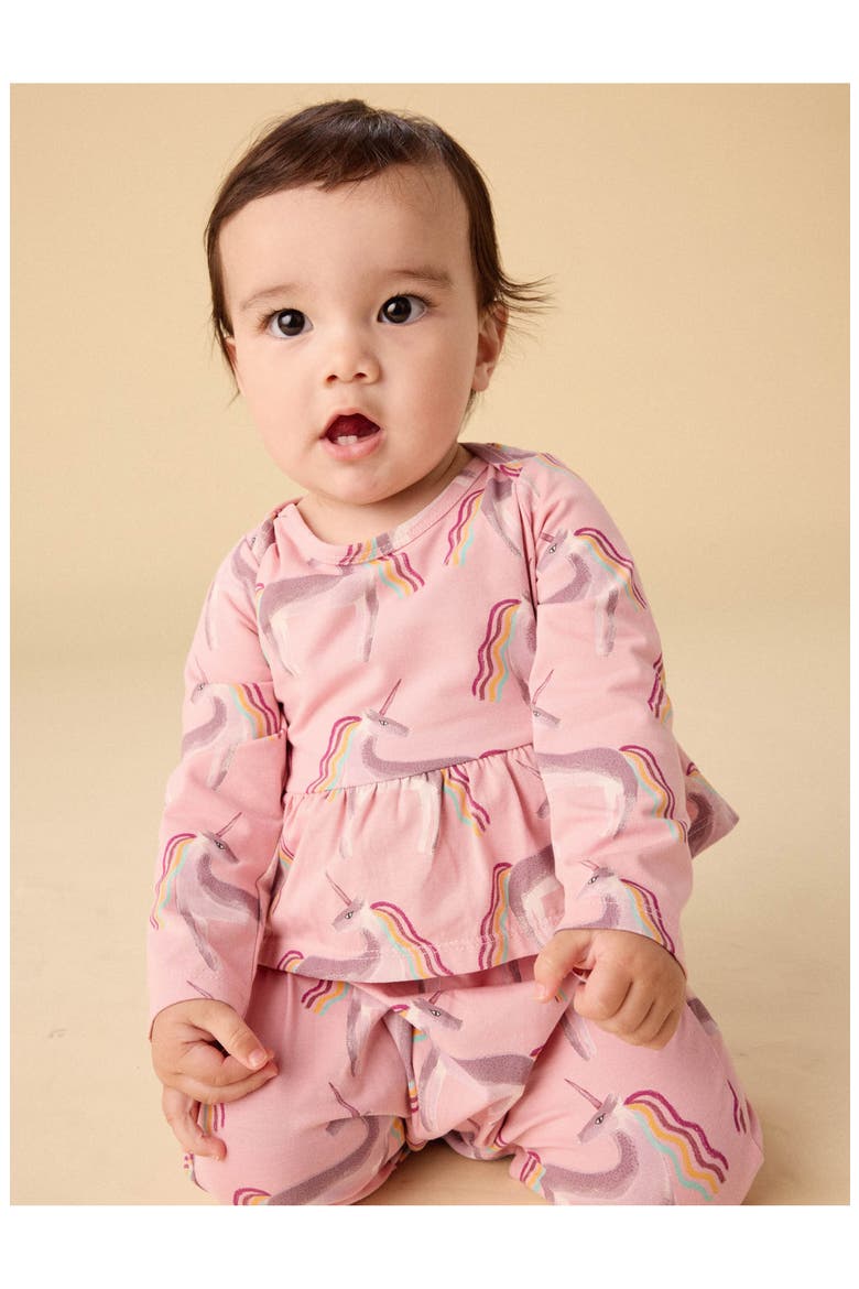 Pretty Peplum Baby Romper, Alternate, color, Rainbow Unicorn