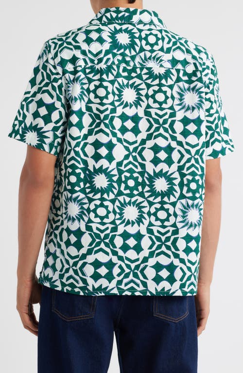 Wax London Didcot Printed Cotton Shirt In Green
