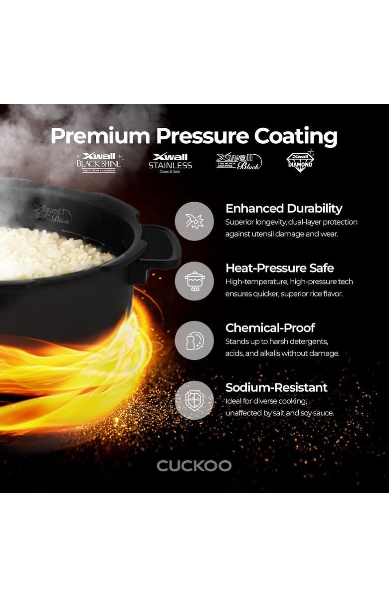 Cuckoo 10-Cup (Uncooked) Heating Pressure Rice Cooker  with Nonstick Inner Pot, Auto Clean, Alternate, color, Black
