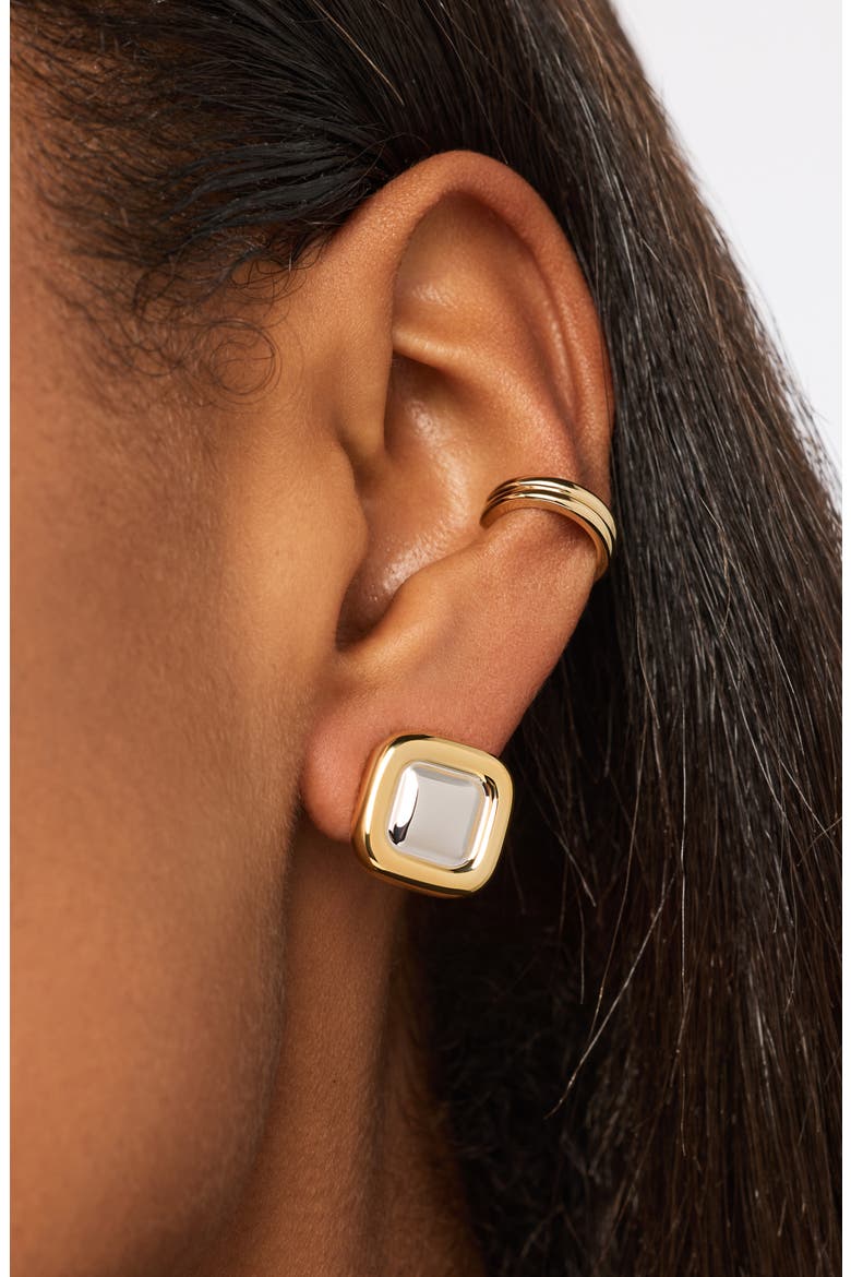 Clara Two-Tone Stud Earrings, Alternate, color, GOLD / SILVER