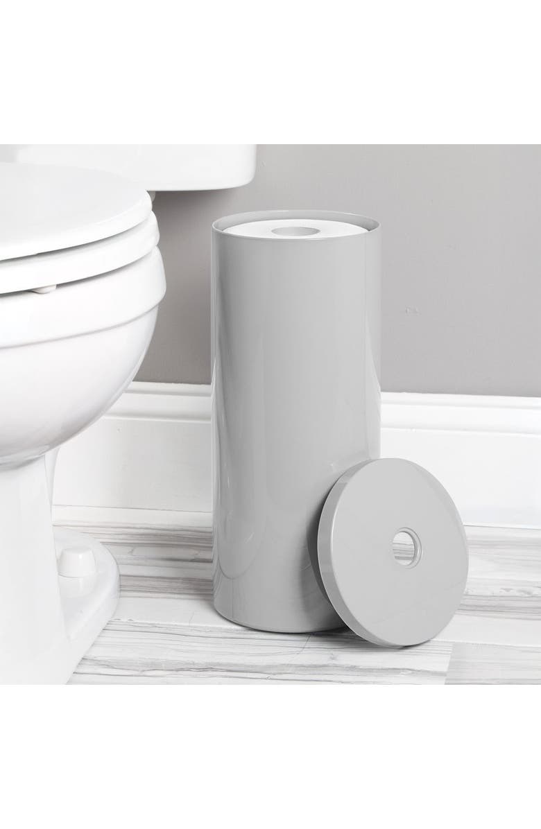iDesign Freestanding Toilet Paper Canister with Lid, Gray, Made in USA, Alternate, color, Gray