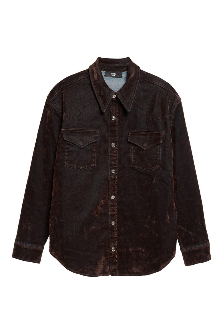 Flocked Denim Shirt Jacket, Main, color, HUSK