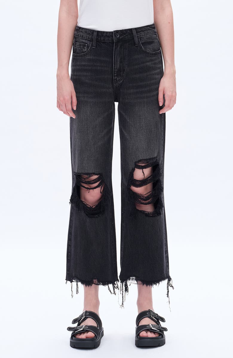 Bayeas '90s Distressed High Waist Crop Flare Jeans, Main, color, Night Spirit