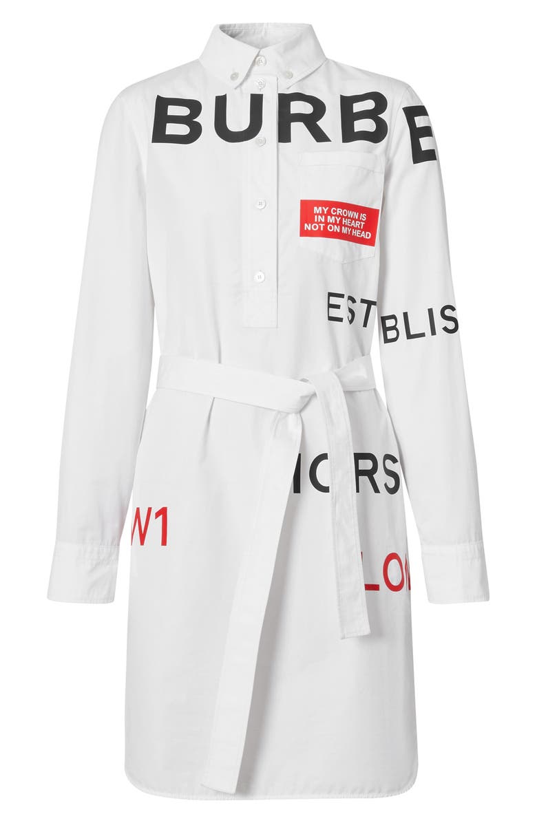 Burberry Kiley Horseferry Print Long Sleeve Poplin Shirtdress, Alternate, color, 