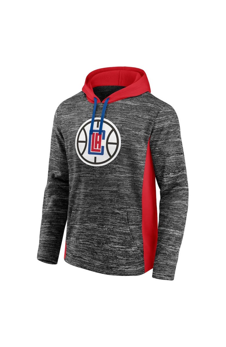 FANATICS Men's Fanatics Branded Heathered Charcoal LA Clippers Instant Replay Colorblocked Pullover Hoodie, Alternate, color, Heather Charcoal
