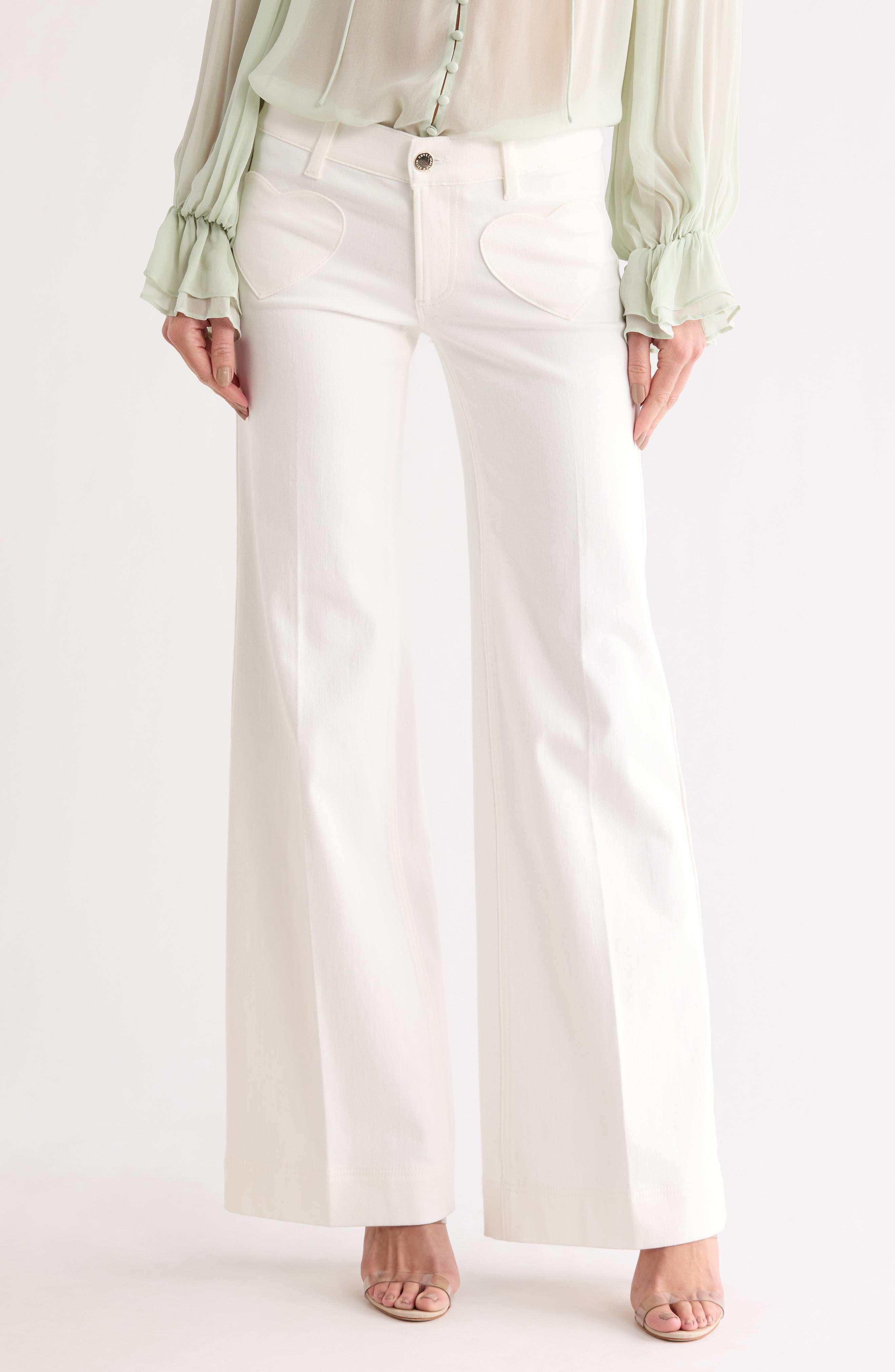 Alice + Olivia Slay Heart Pocket Wide Leg Jeans