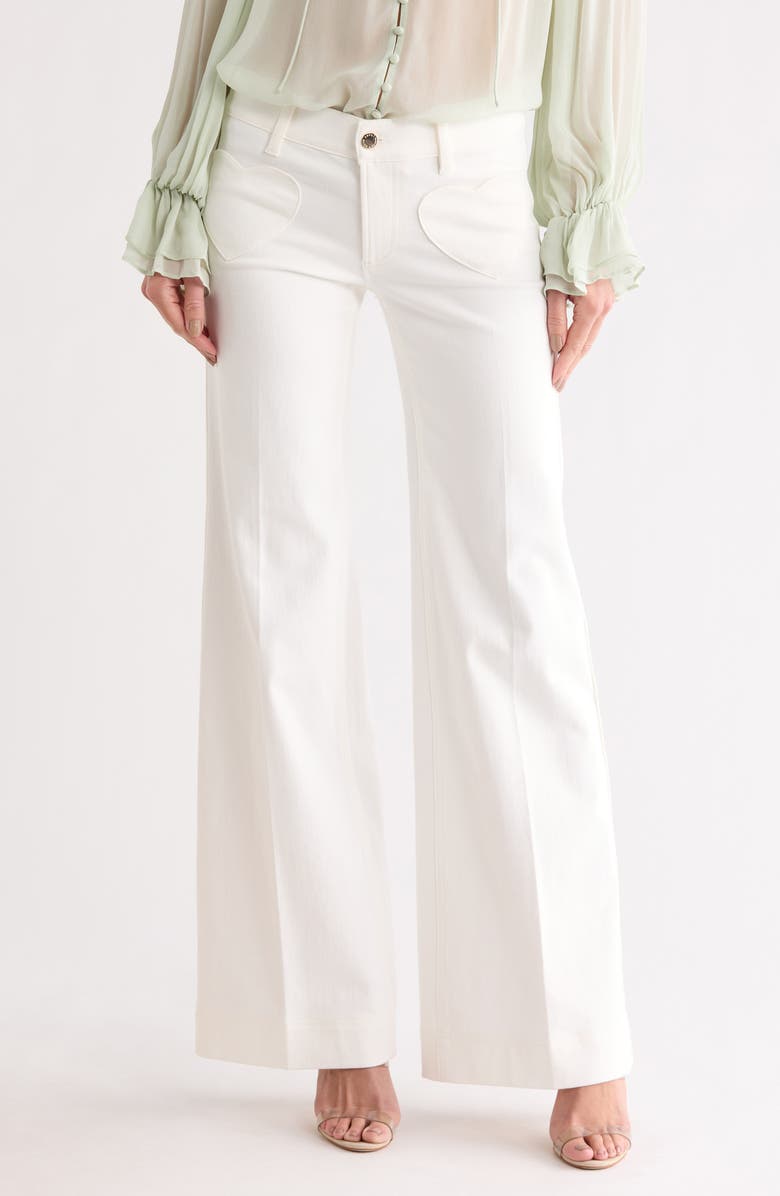 Alice + Olivia Slay Heart Pocket Wide Leg Jeans, Main, color, Vanilla