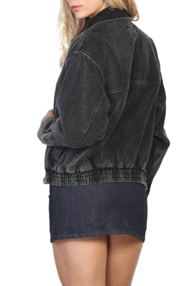 Snow Washed Corduroy Bomber Jacket, Alternate, color, BLACK