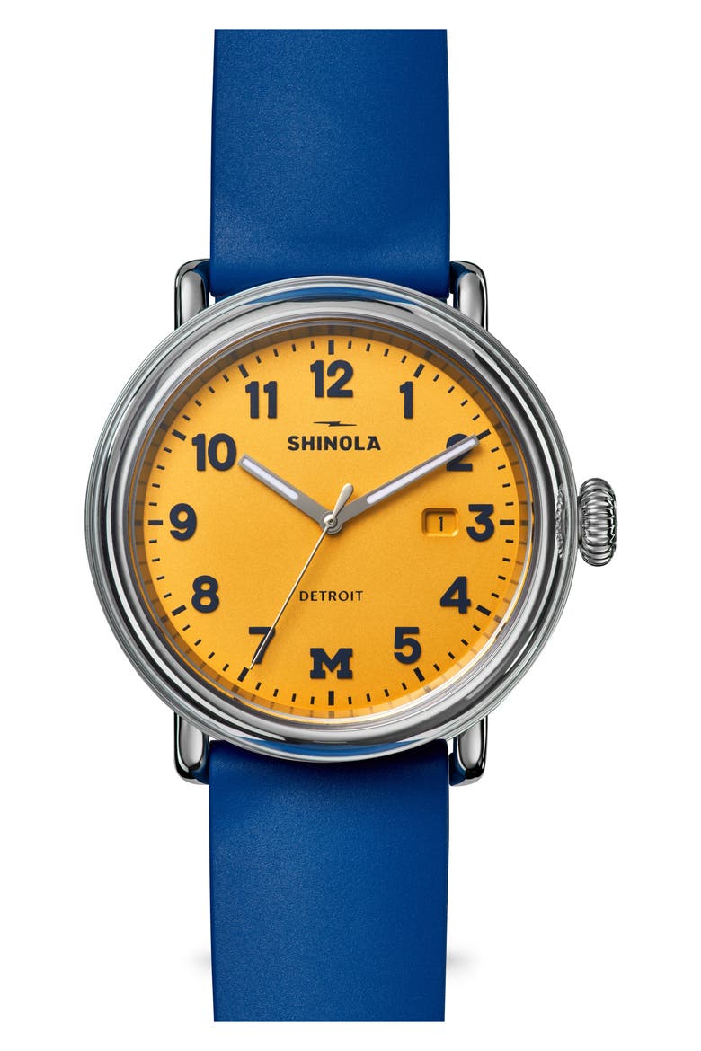 Detrola Wolverine Rubber Strap Watch, 41mm, Main, color, MAIZE