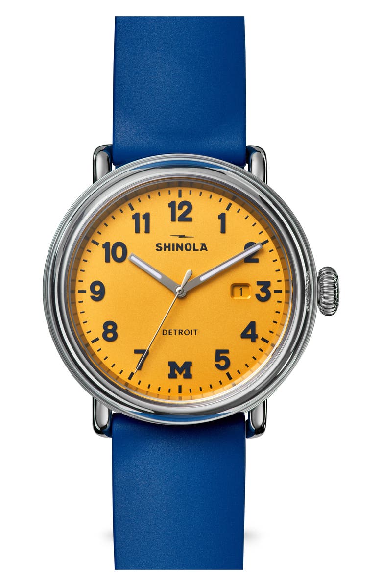 Shinola Detrola Wolverine Rubber Strap Watch, 41mm, Main, color, 