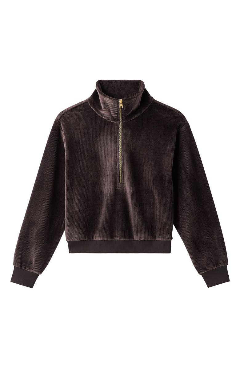 Rhone Plush Half Zip Pullover, Alternate, color, Dark Espresso