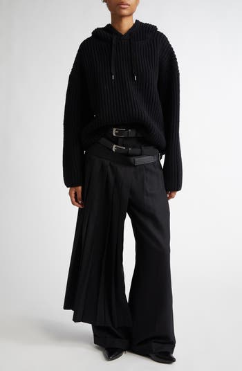 Junya Watanabe Wool Blend Serge Belted Skirt Pants | Nordstrom