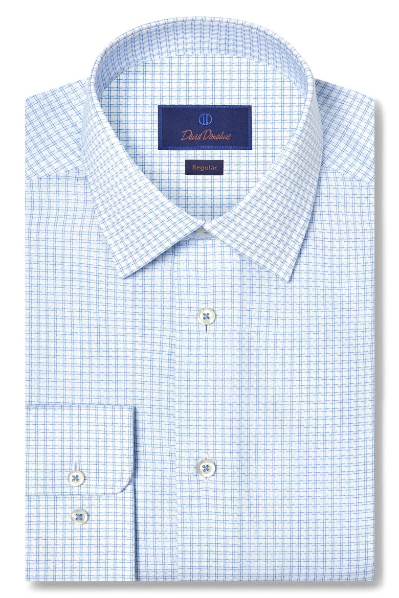 Regular Fit Dobby Check Cotton Dress Shirt, Main, color, WHITE/SKY