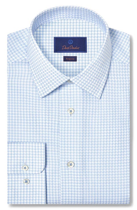 Regular Fit Dobby Check Cotton Dress Shirt
