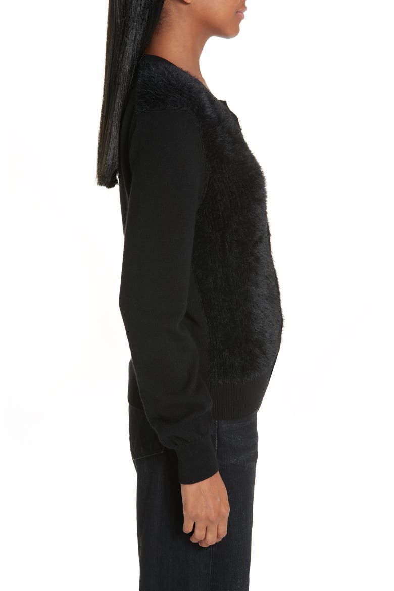 Fuzzy Cardigan, Alternate, color, BLACK