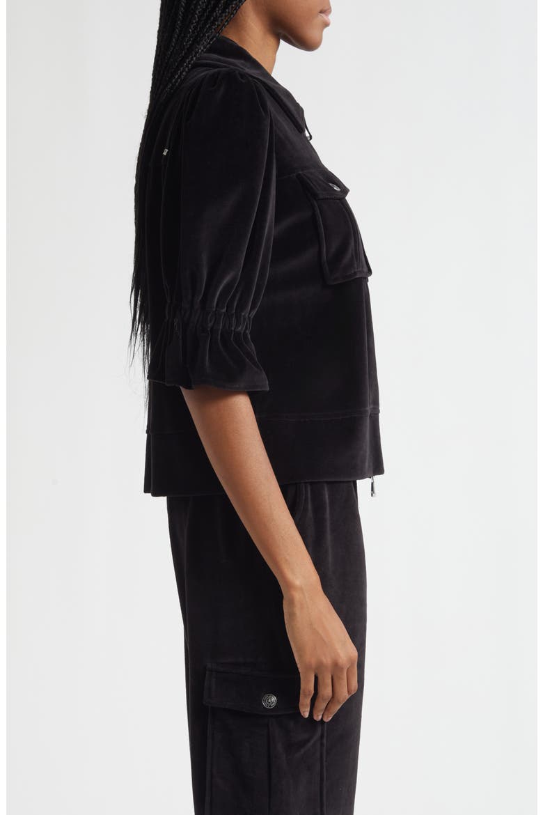 Holly Elbow Sleeve Velour Jacket, Alternate, color, BLACK