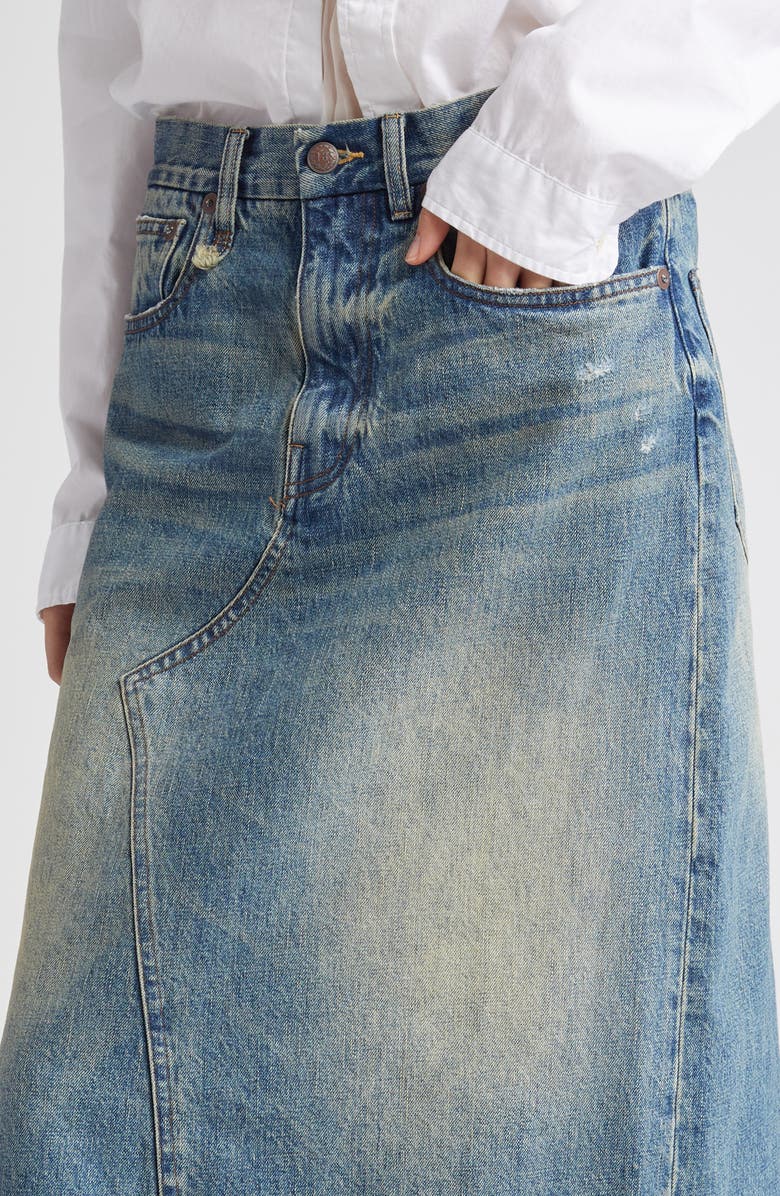 R13 Jesse Destroyed Hem Denim Skirt, Alternate, color, 
