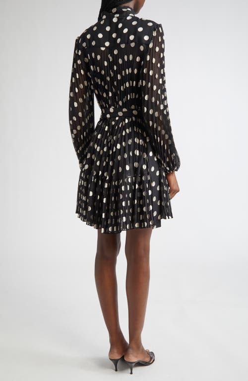 Zimmermann Polka Dot Long Sleeve Pleated Minidress With Removable Pussy Bow