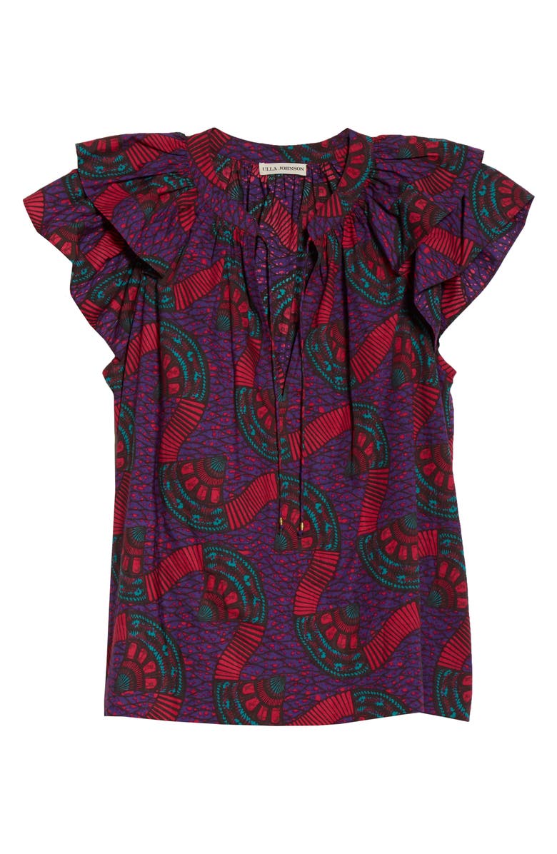 Ulla Johnson Elm Flutter Sleeve Cotton Top, Alternate, color, 