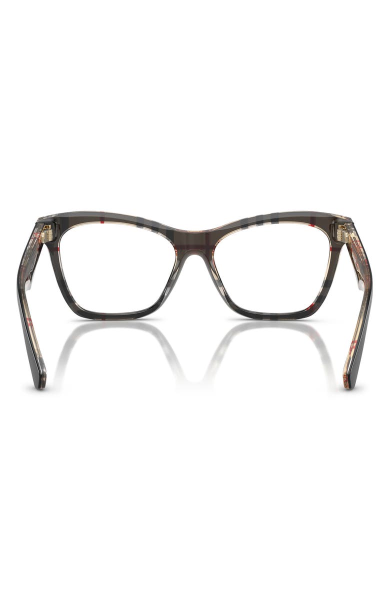 Burberry 52mm Cat Eye Optical Glasses, Alternate, color, Black Vintage Check / Demo