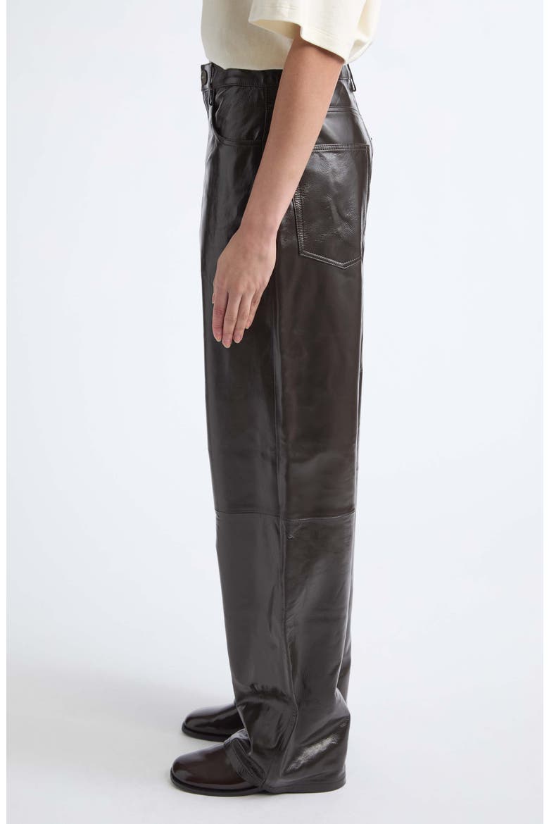 Bruun Lacquered Baggy Leather Wide Leg Pants, Alternate, color, SOIL