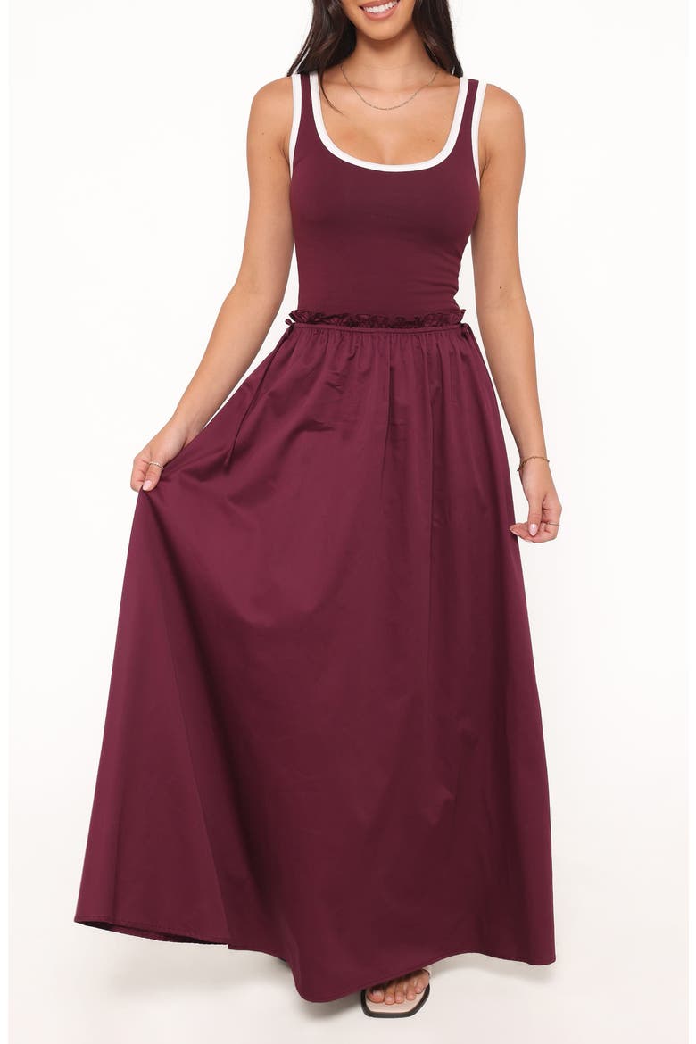Finesse Sleeveless Stretch Cotton Maxi Dress, Main, color, BURGUNDY