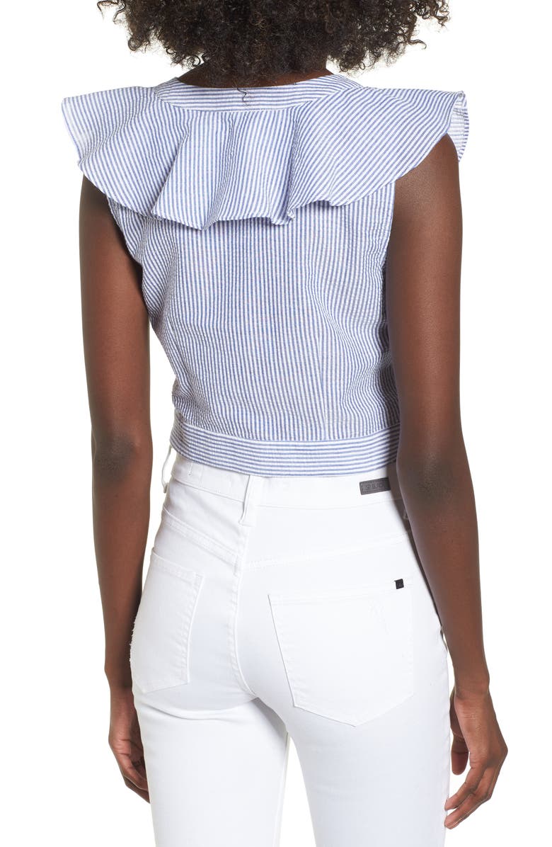 Socialite Ruffle Seersucker Crop Top, Alternate, color,