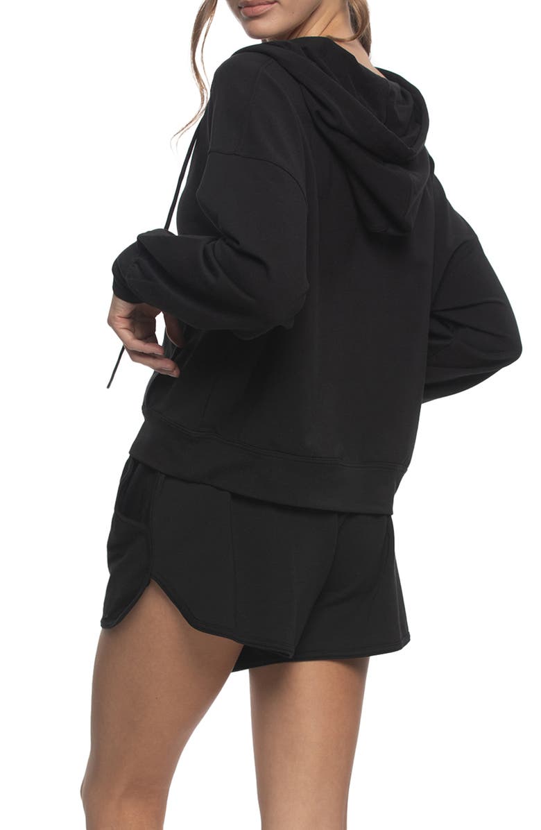 Felina Kimora Relaxed Fit Cotton Blend Terry Hoodie & Shorts Pajamas, Alternate, color, Black