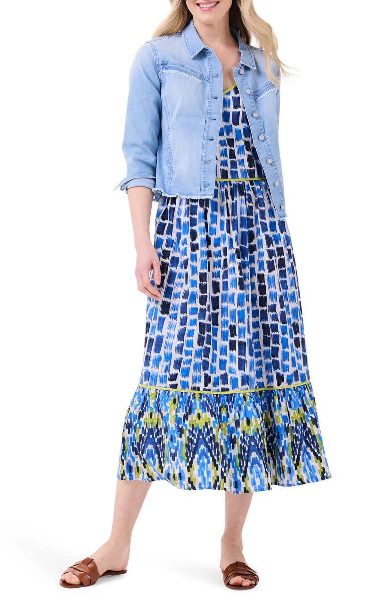 NIC+ZOE Brushstroke Blues Cotton Sundress, Alternate, color, Blue Multi